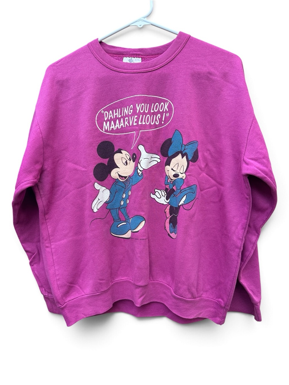Extremely vintageDisney Magenta Crewneck Sweatshirt with Mickey & Minnie Graphic